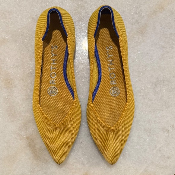 Rothy's Shoes - Rothy's The Point‎ Flats Women's Size 5 Mustard Yellow Knit Pointed Toe Shoes